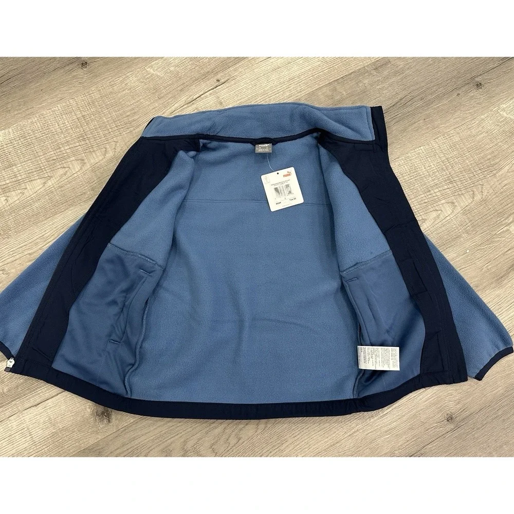 Boys Puma Contrast Fleece Full Zip‎ Track Jacket Blue Size 6 New